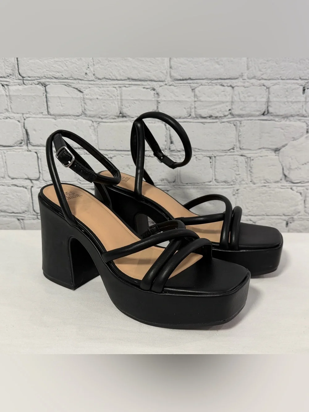 Wild Fable Black Strappy Platform Block Heels